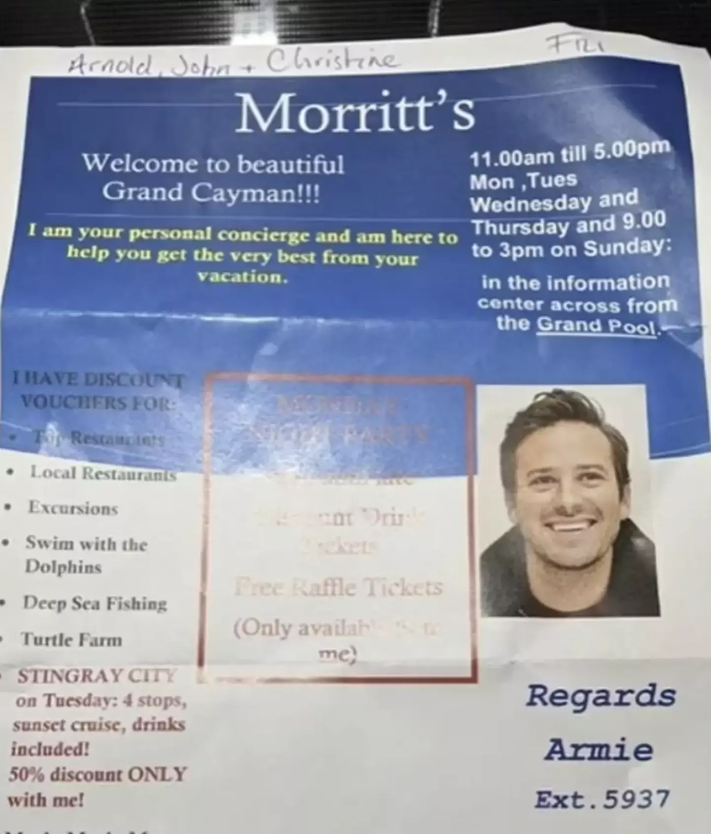 A source has confirmed that the actor is selling timeshares in the Caymans.