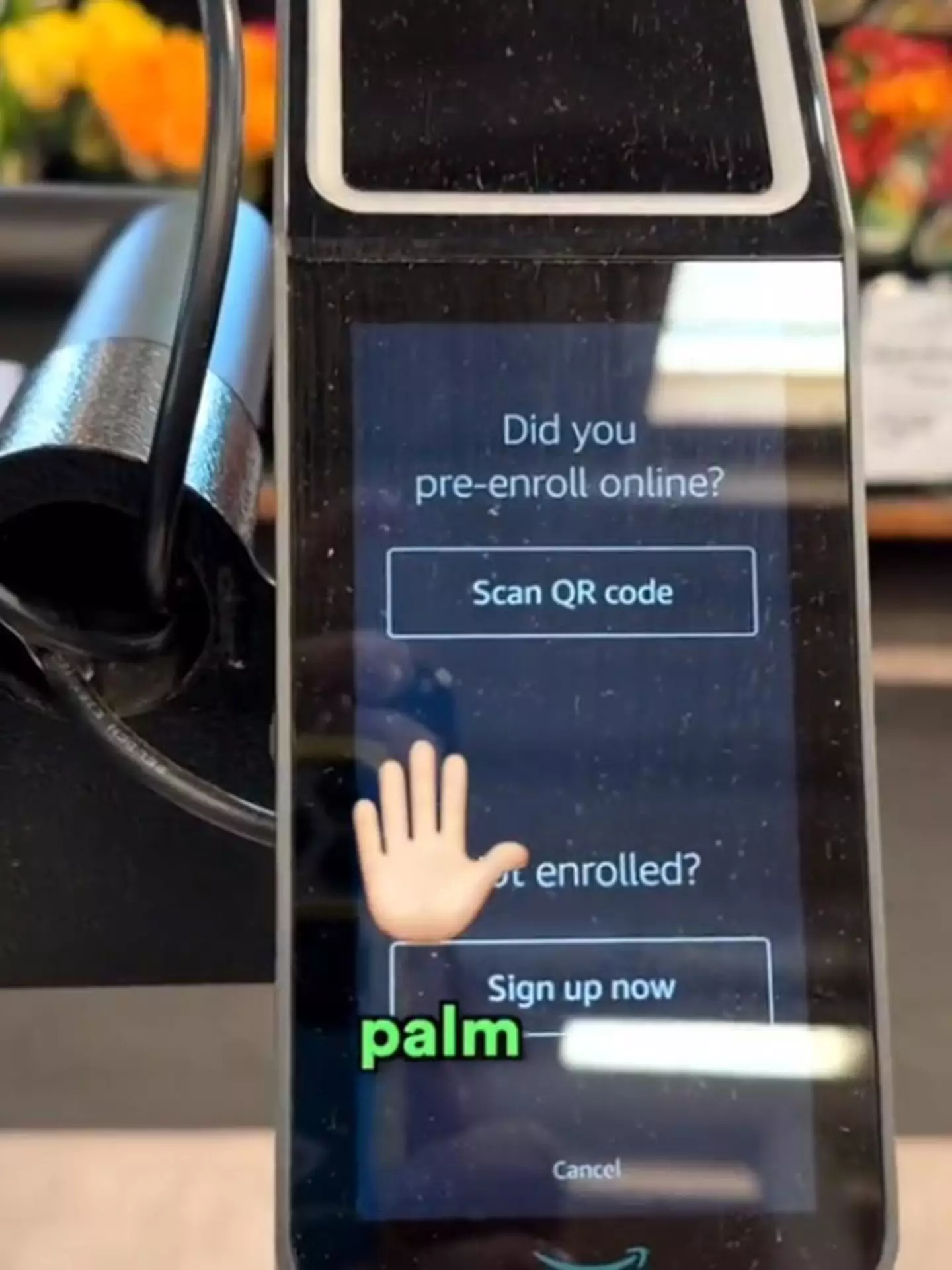 The technology uses unique features of the palm of your hand to establish your identity.
