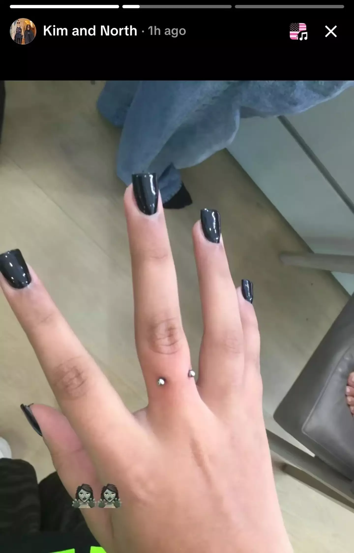 North's painful new piercing sparked an immediate backlash (TikTok/@kimandnorth)