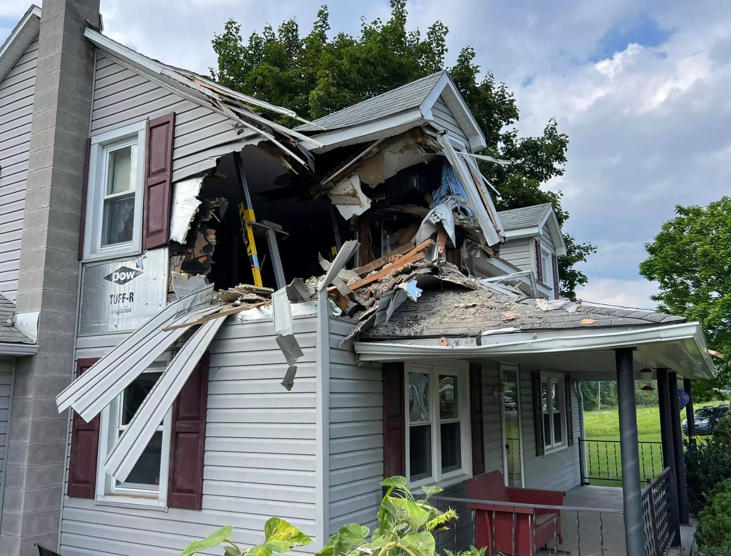 Authorities were able to remove the car from the house.