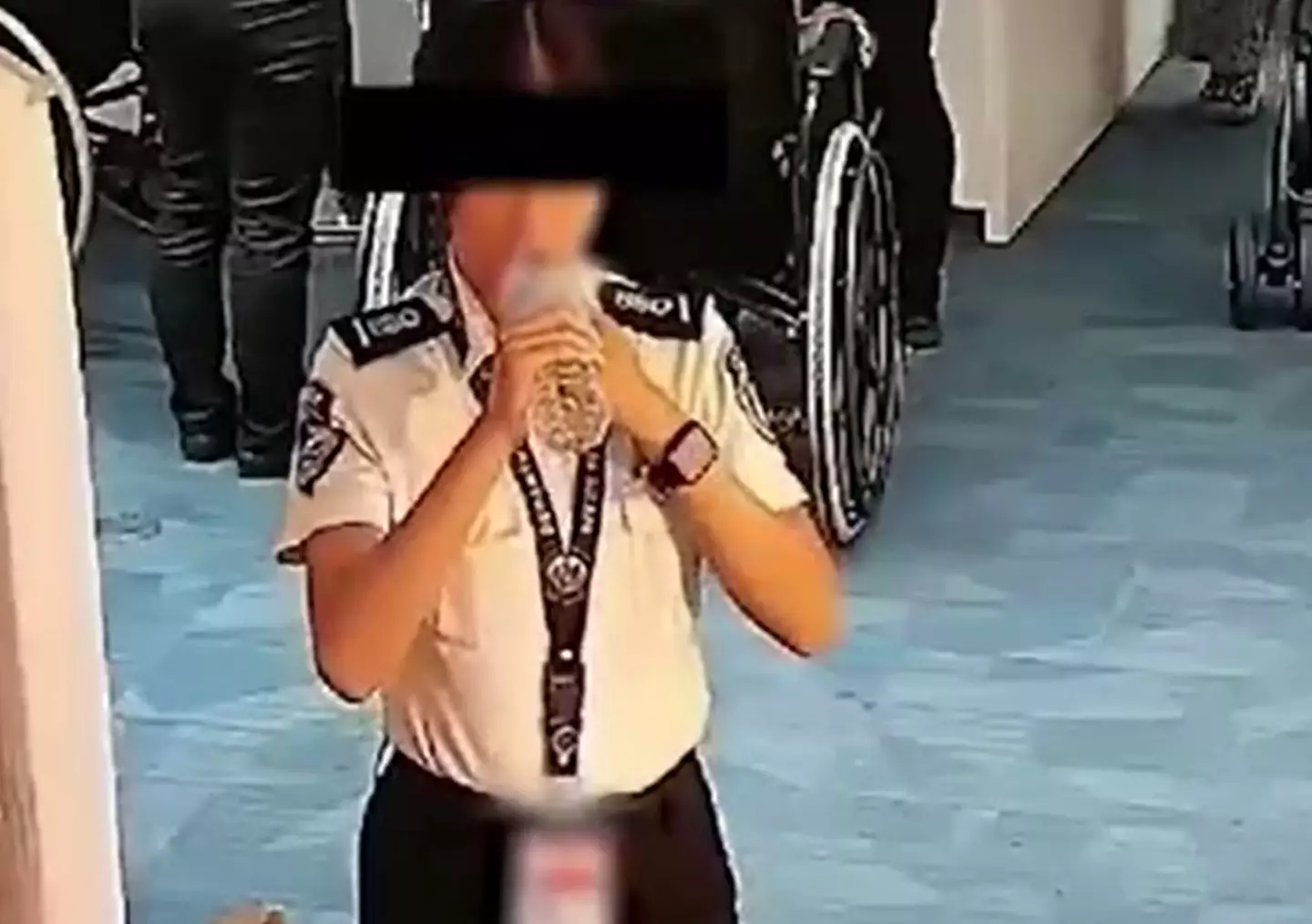 She claims that she was eating chocolate, not money.