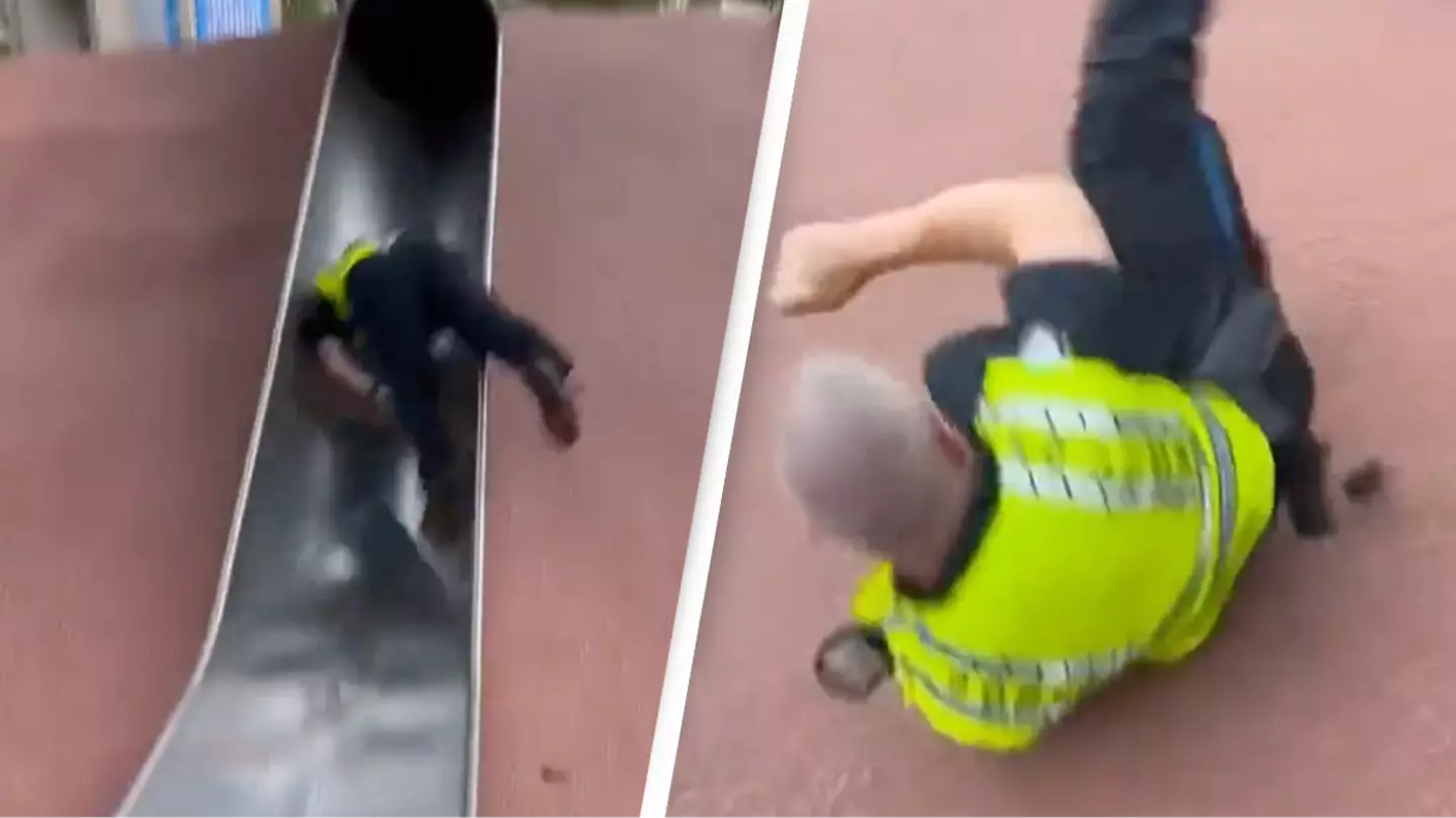 Boston police officer injures himself going down children's slide