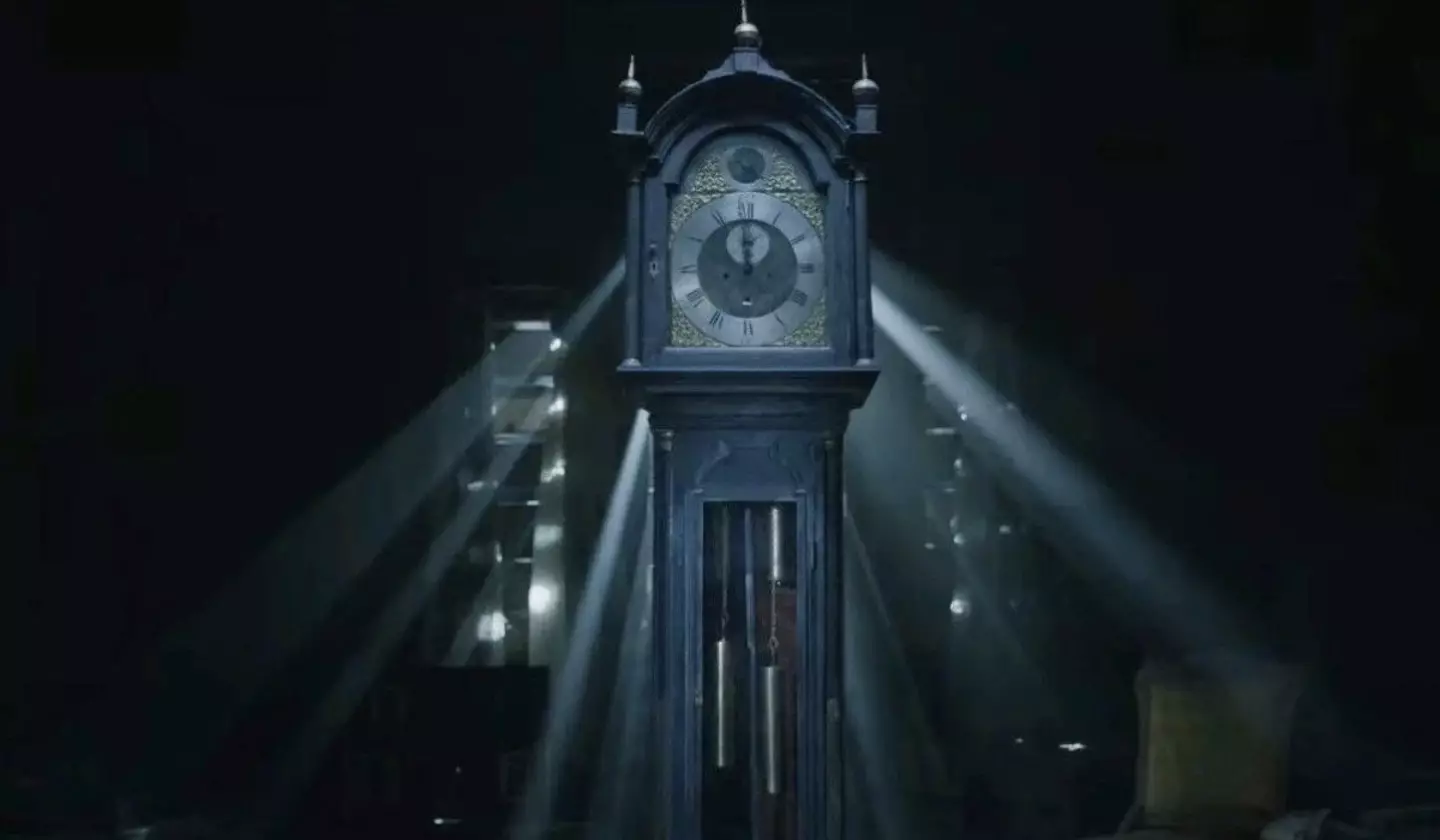 There's a keyhole on the side of the creepy grandfather clock.