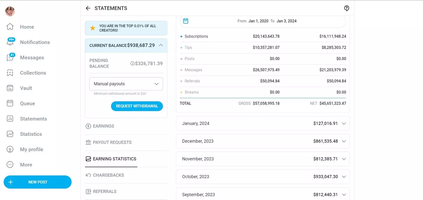 Amouranth shared her impressive earnings.