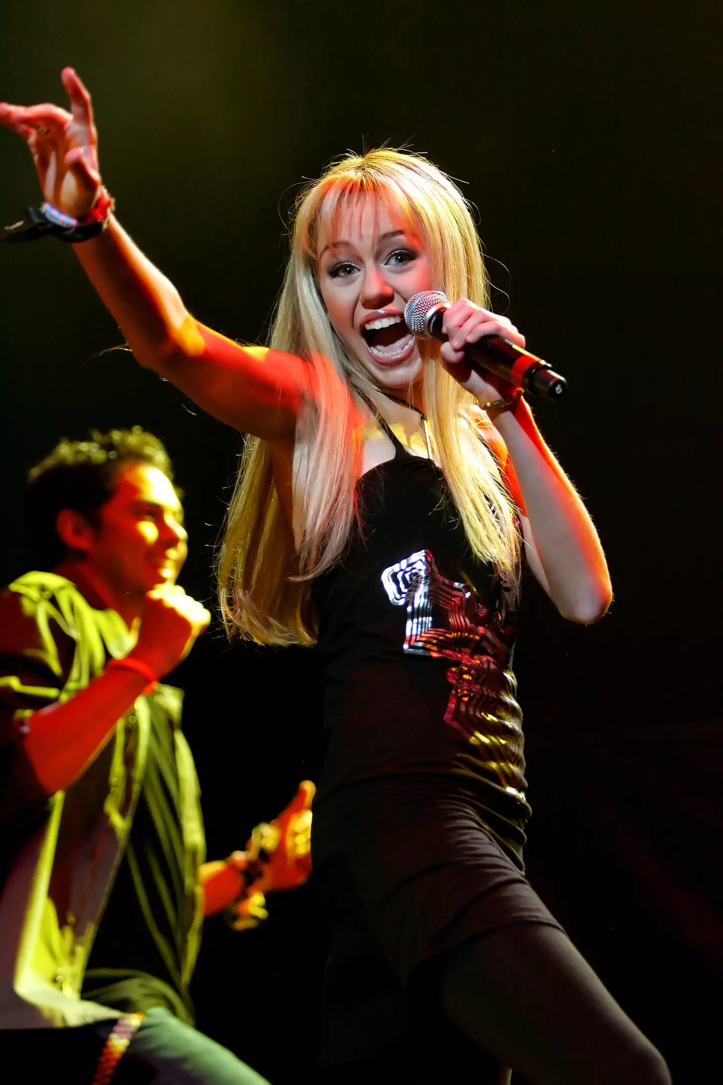 Miley Cyrus performing as Hannah Montana in 2006.