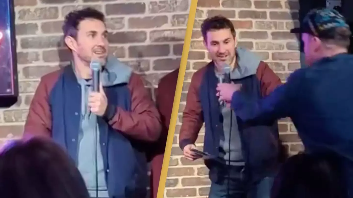 Comedian Mark Normand is rushed off stage after bizarre interaction during his set