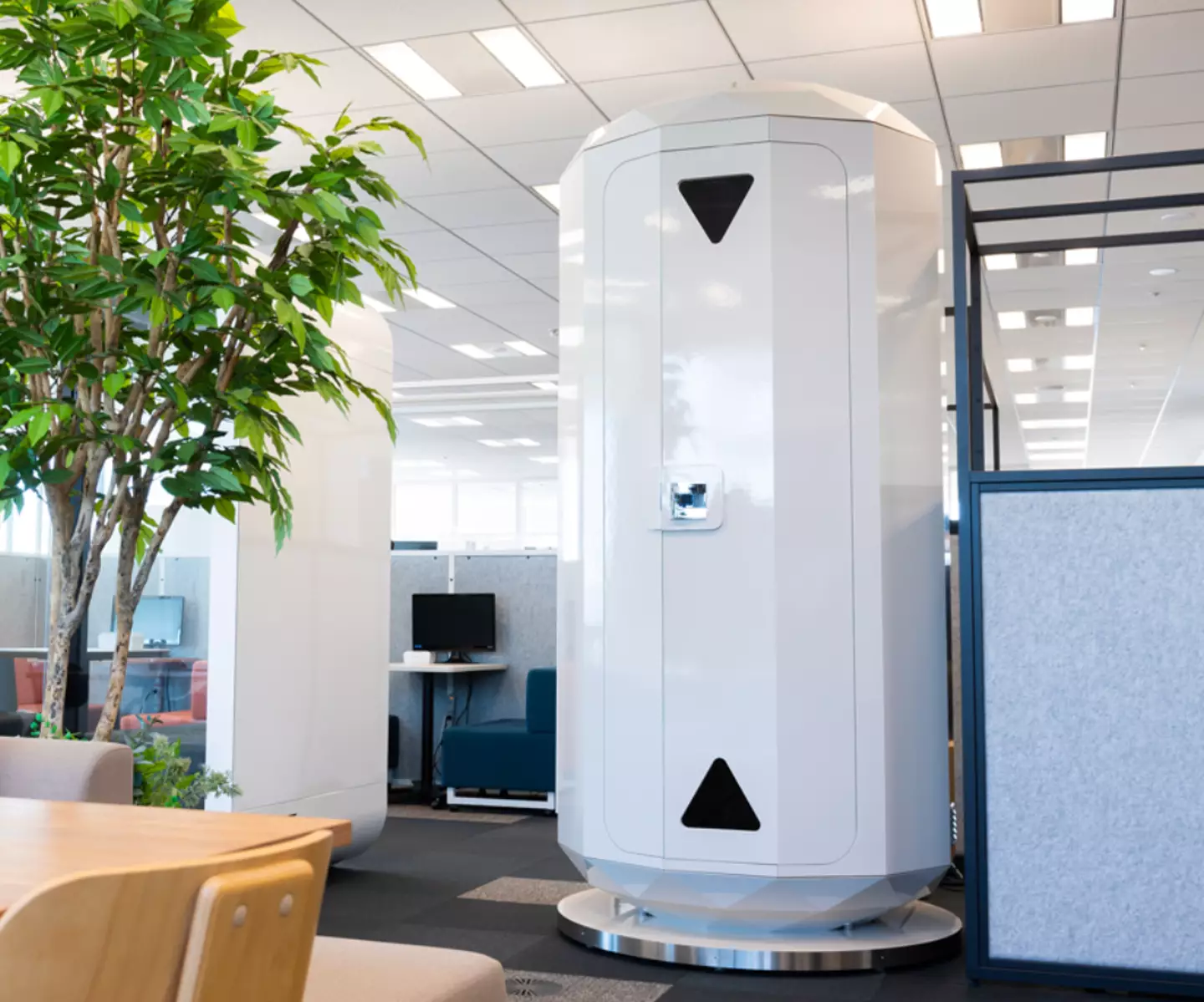 The pod takes up less space when vertical.