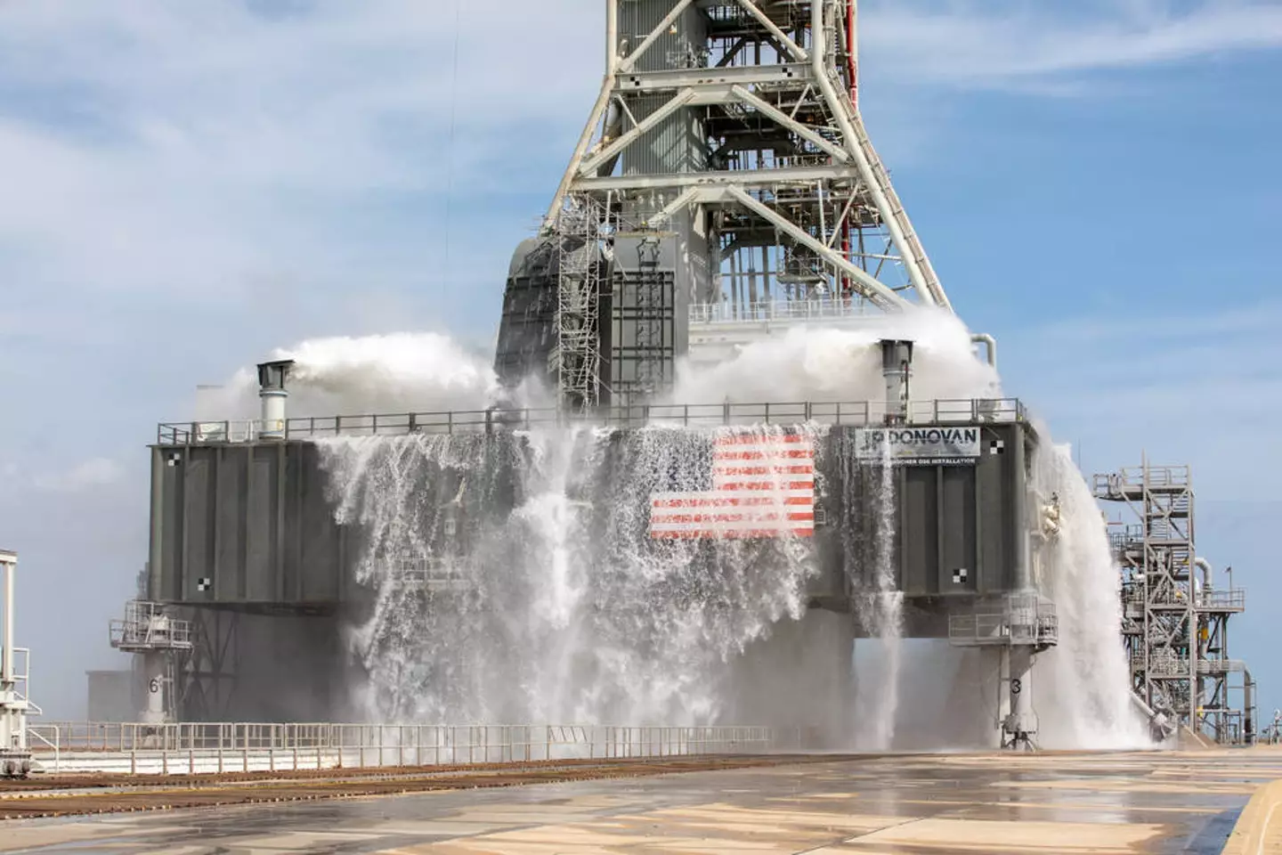 NASA's water sound suppression system at Kennedy Space Center.