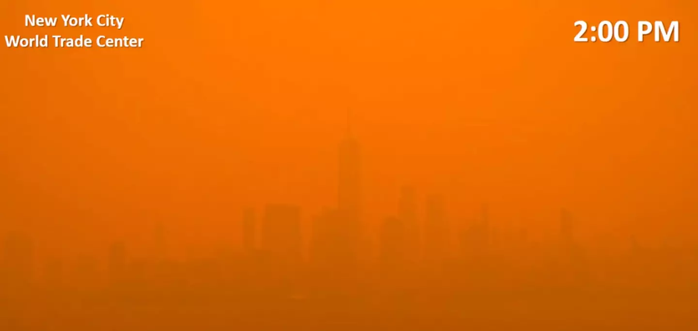 Skies across New York turned orange from the smoke.