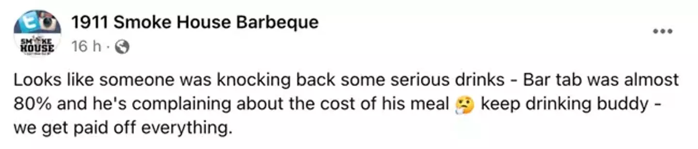 The Newark Airport restaurant hit back.