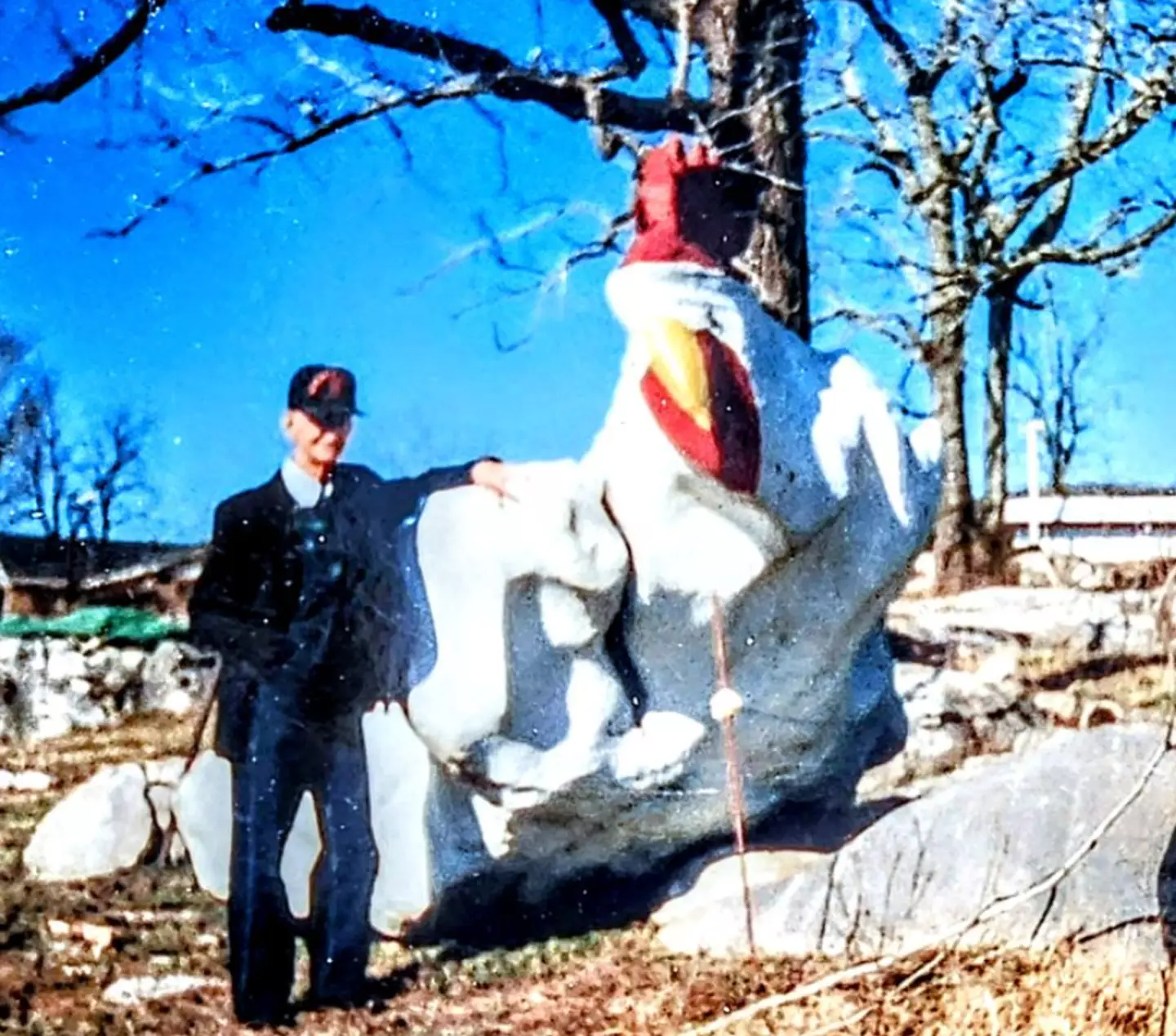 Leonard and the rooster that helped start it all.