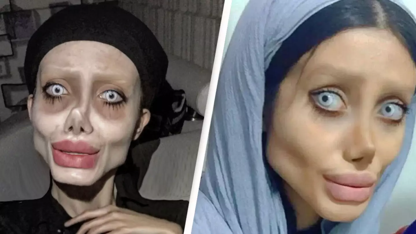 'Zombie Angelina Jolie' revealed her real face after being released from prison