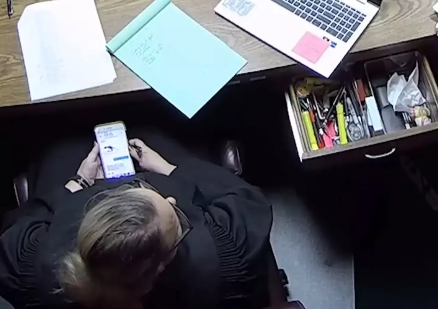 Judge Traci Soderstrom was filmed using her phone during a trial.