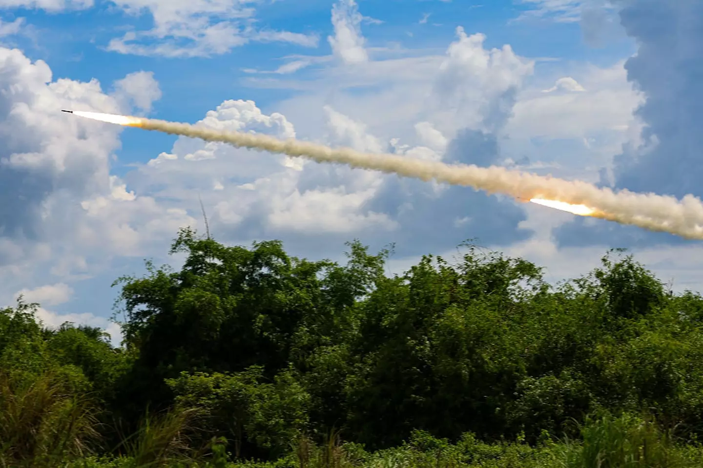 The US Army and its allies have been running a test on Christmas Island, similar to one that took place in Cabanatuan, Nueva Ecija, Philippines, on June 30, 2025 (Daniel Ceng/Anadolu via Getty Images)