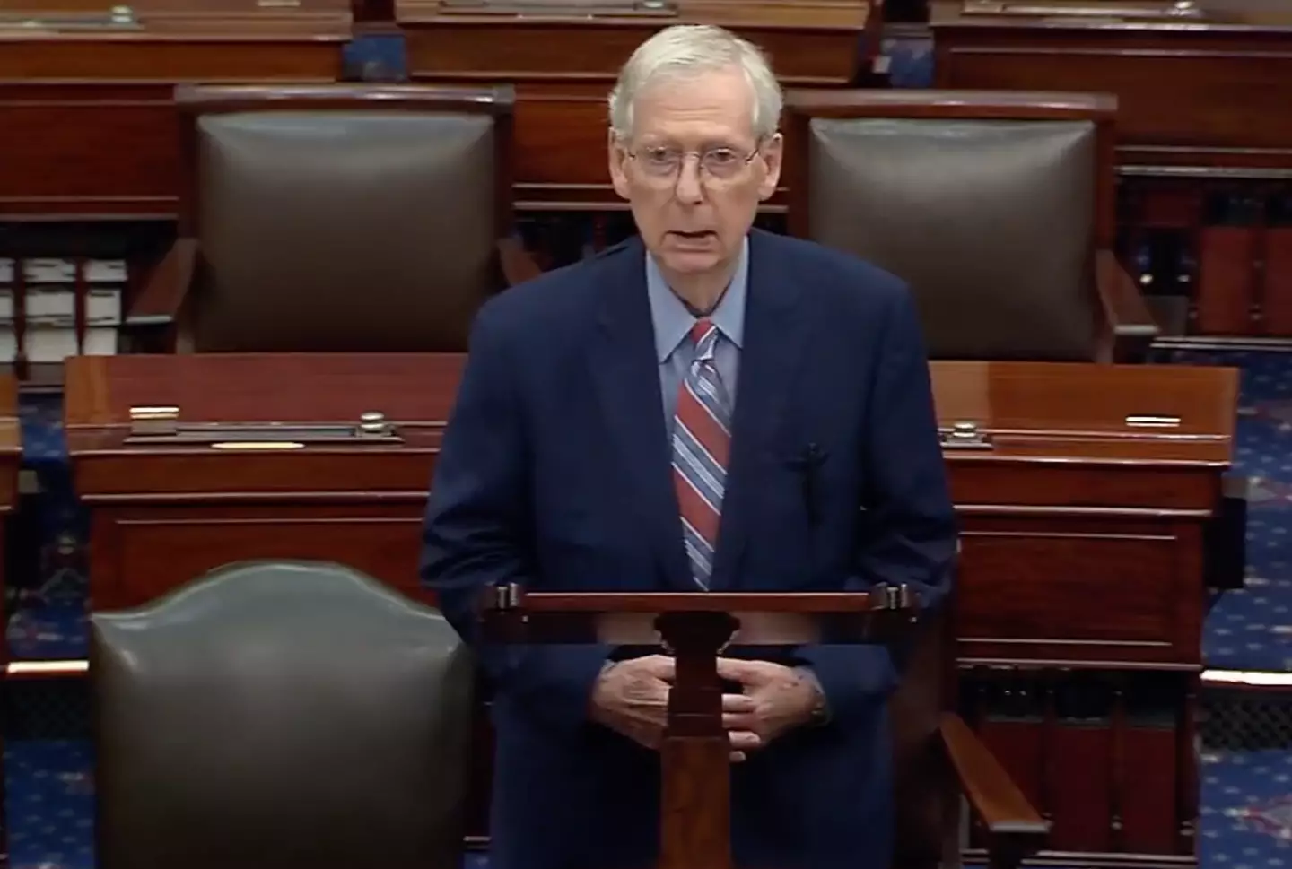 Mitch McConnell made a brief reference to the moment he froze up during a press conference.