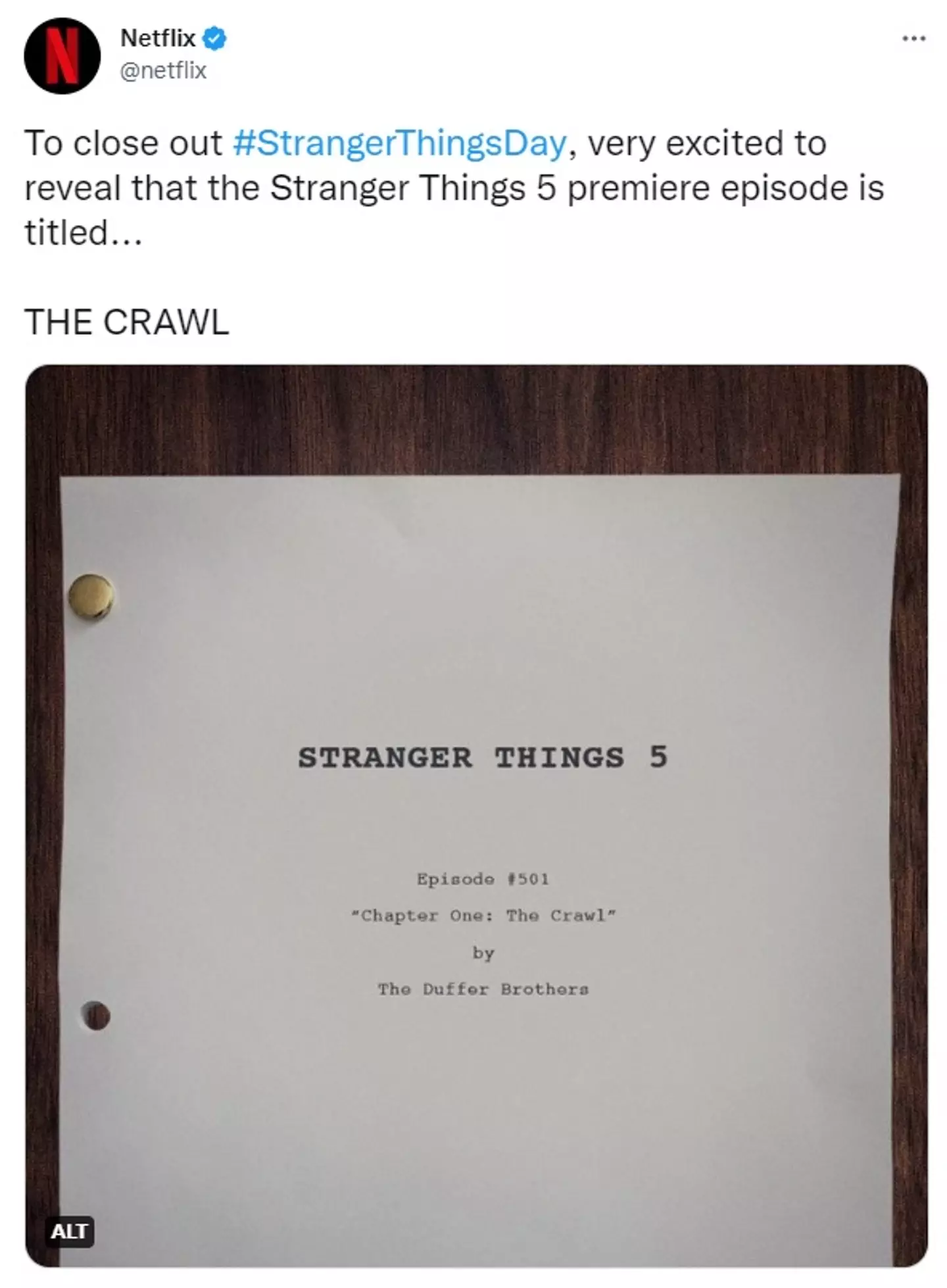 We know the title of the first new episode of Stranger Things.