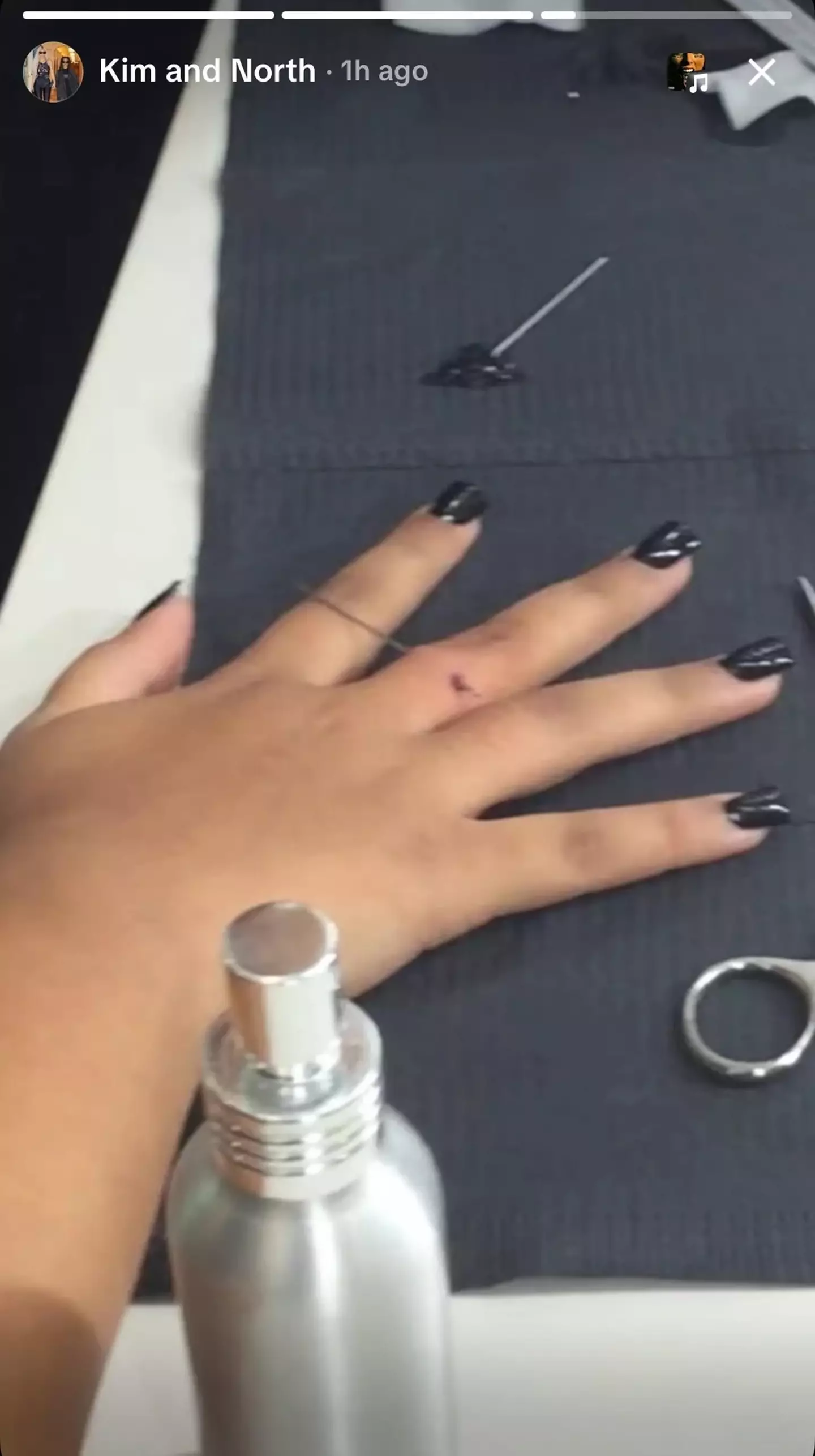 Many commenters thought North was too young for a dermal piercing (TikTok/@kimandnorth)