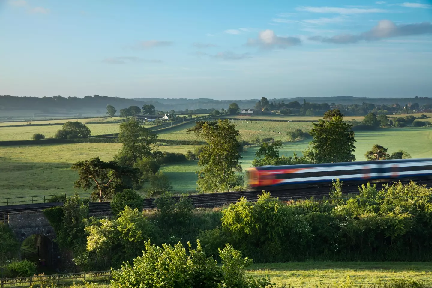 Trains travel at a maximum speed of 125mph in the UK. (Alamy)