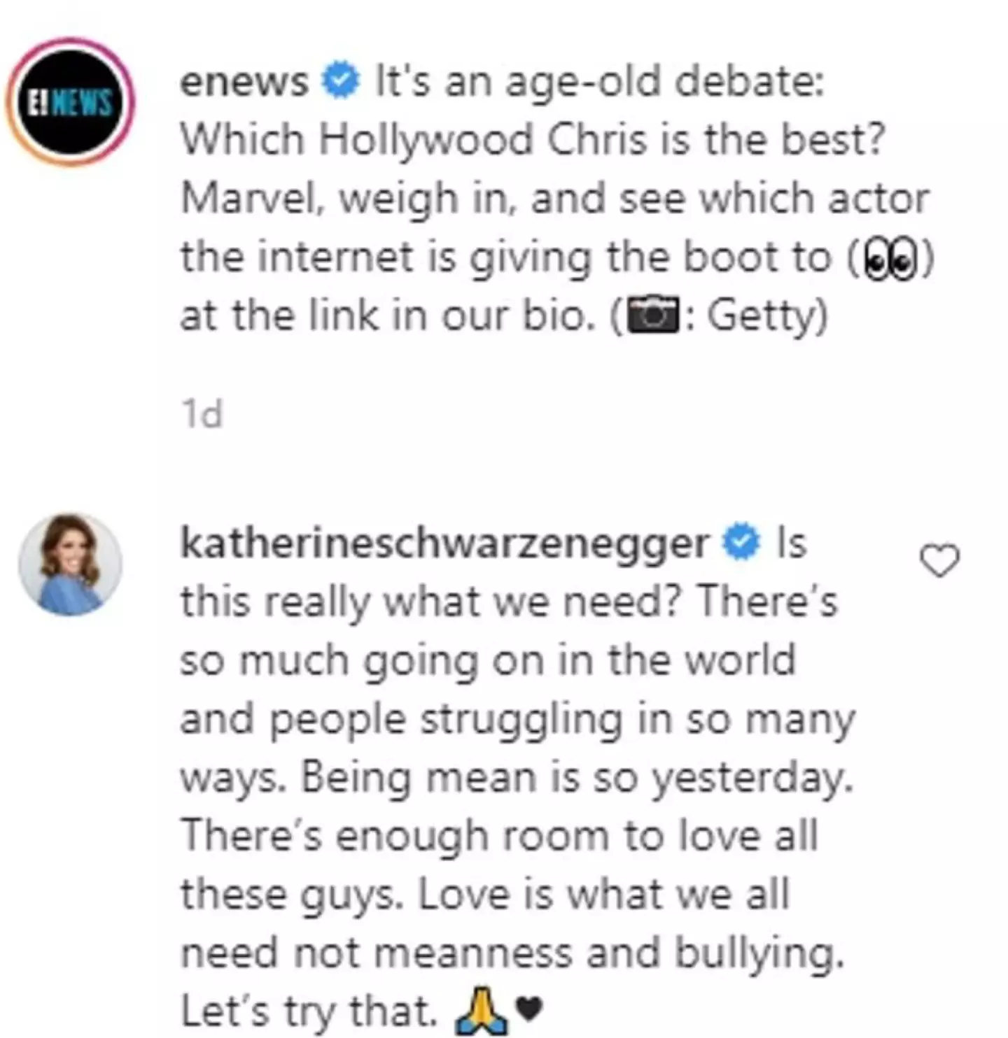 Schwarzenegger leapt to her husband's defence.