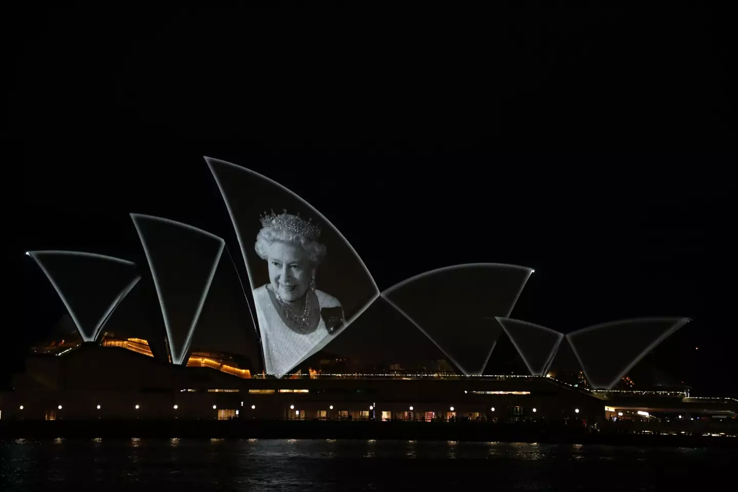 The Sydney Opera House was lit up with an image of the late Queen.