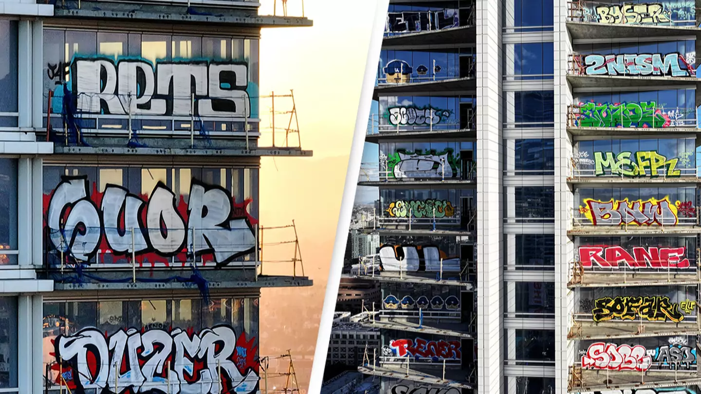 'Dystopian' graffitied buildings were once meant to be full of luxury condos
