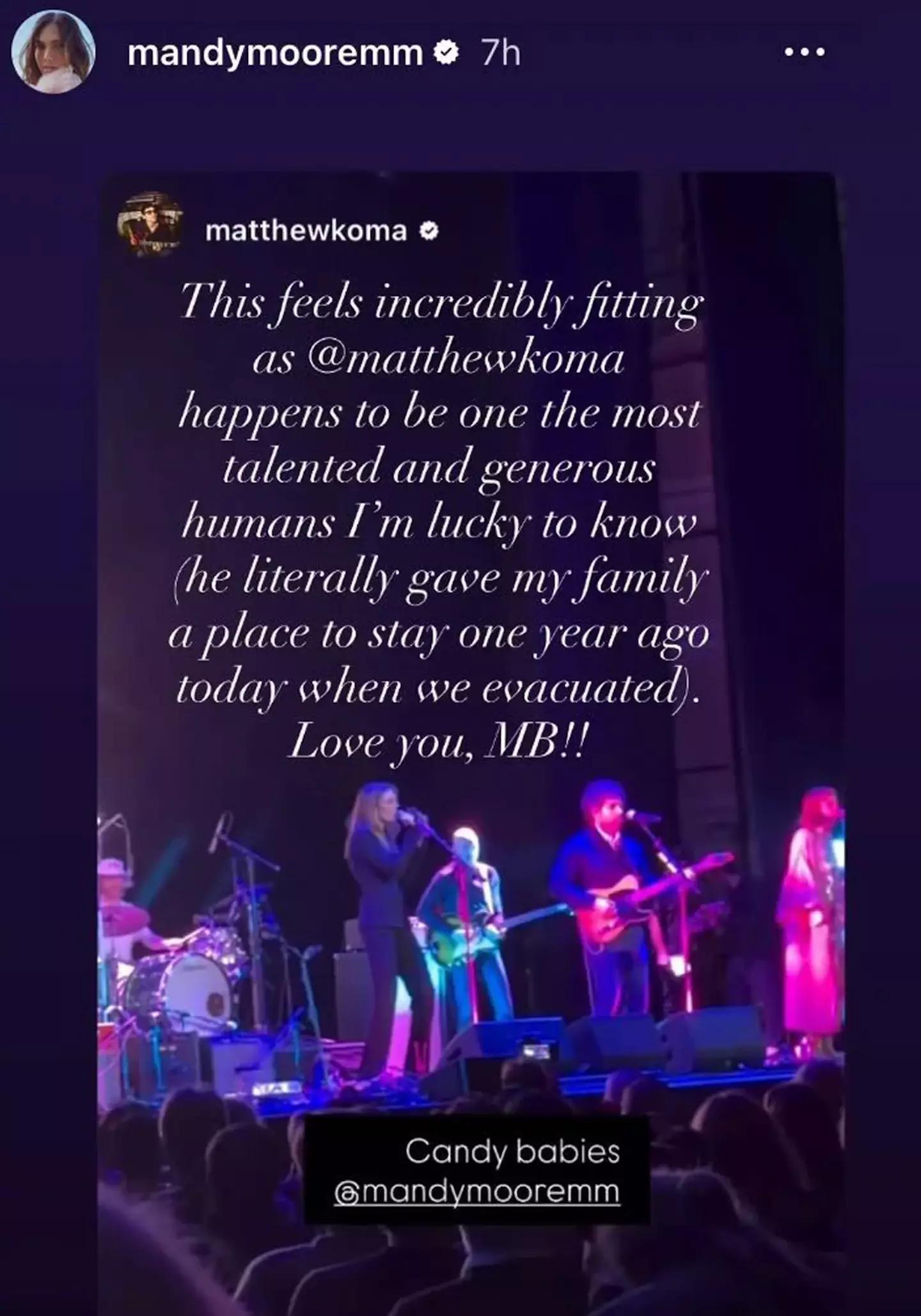 It was certainly a sweet message (Instagram)