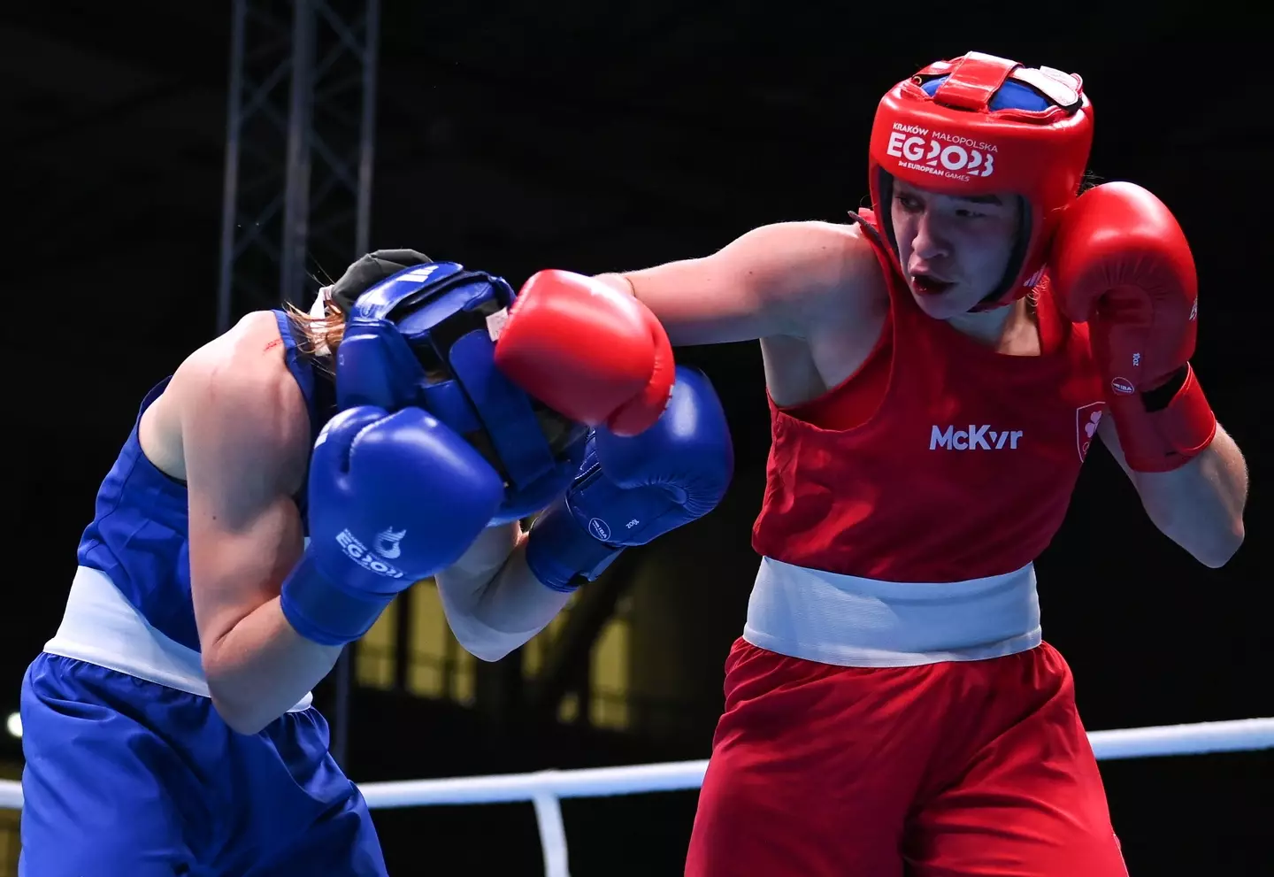 Amy Broadhurst (right) has defended Imane Khelif (David Fitzgerald/Sportsfile via Getty Images)