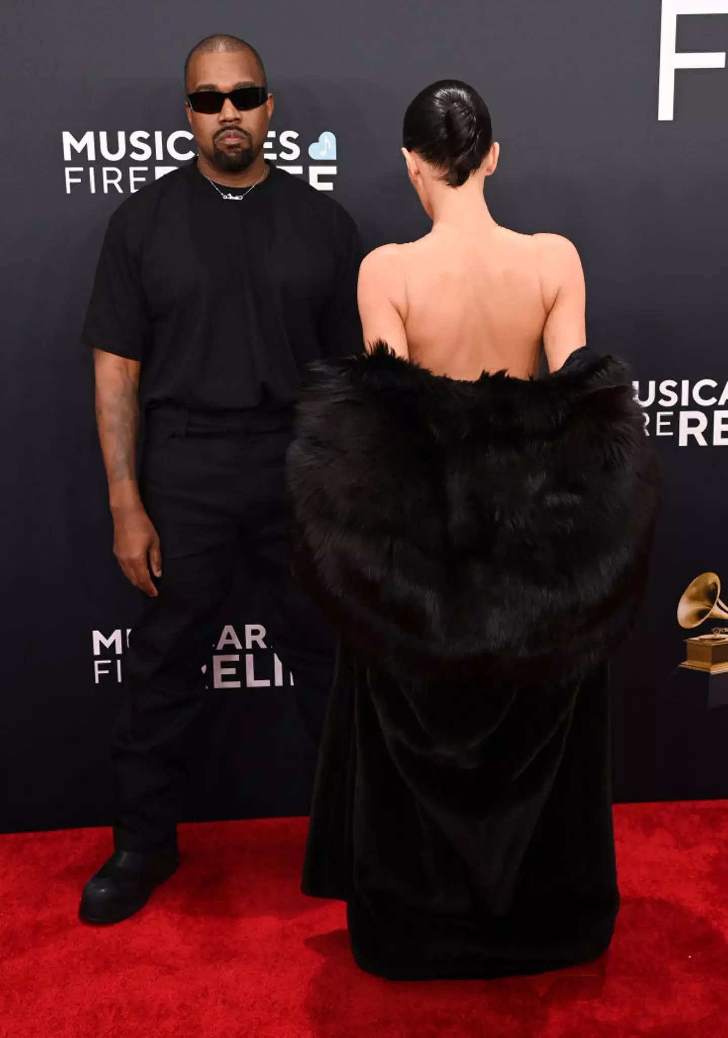 Kanye West and Bianca Censori at the Grammys (Jon Kopaloff/WireImage)