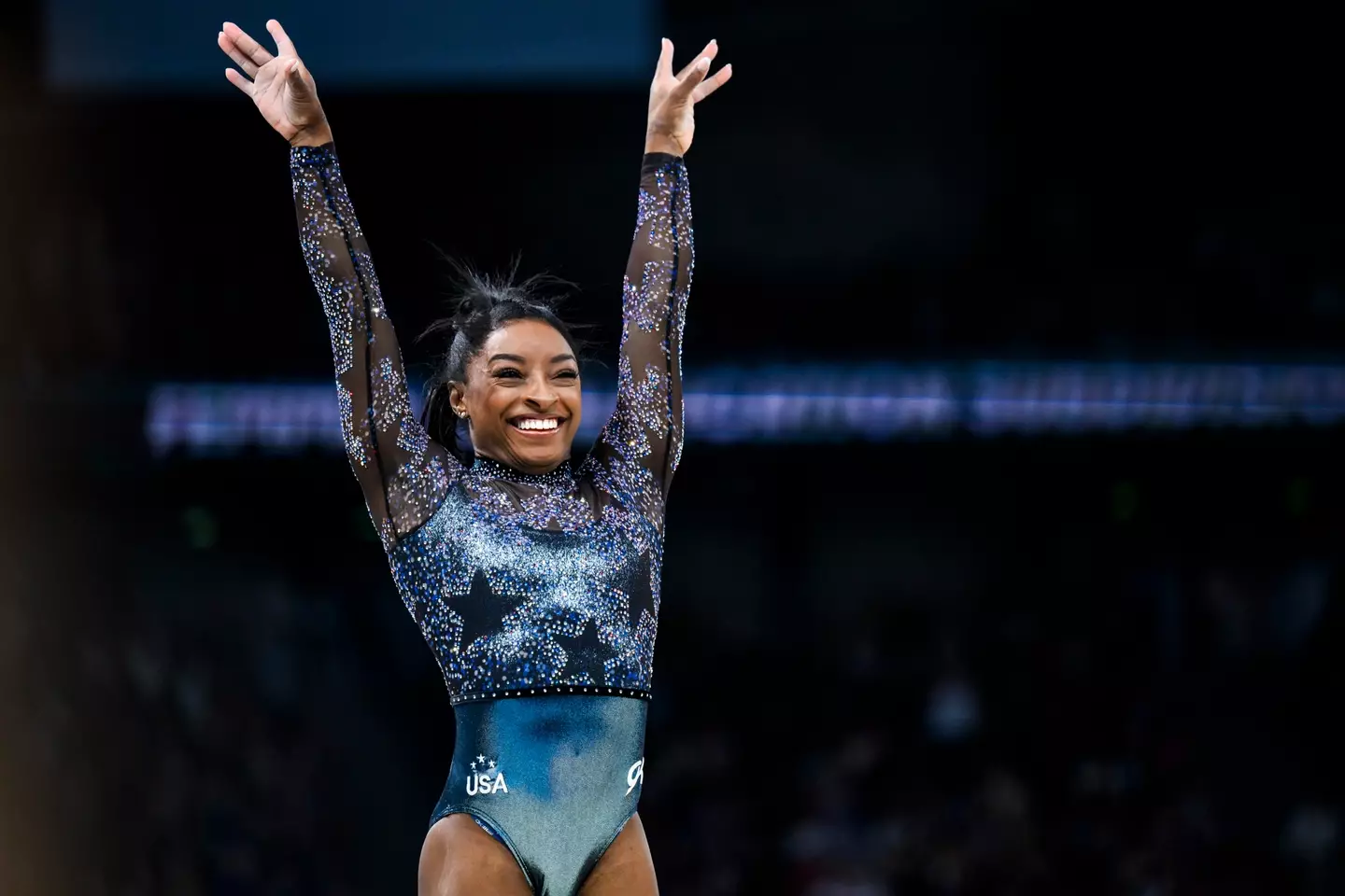 Simone Biles commented that she was 'blocked' following the team's victory. (Tom Weller/VOIGT/GettyImages)