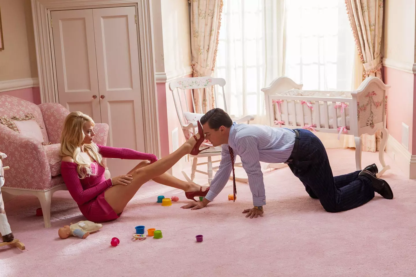Robbie and Leonardo DiCaprio in The Wolf of Wall Street.
