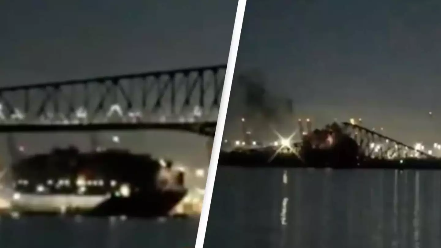 Timelapse video shows exact moment ship lost control and crashed into Baltimore bridge