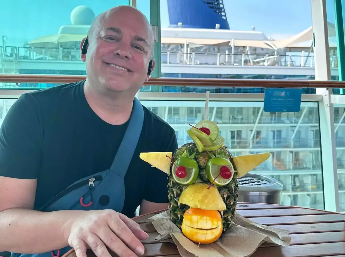 Ryan loving life on a cruise ship.