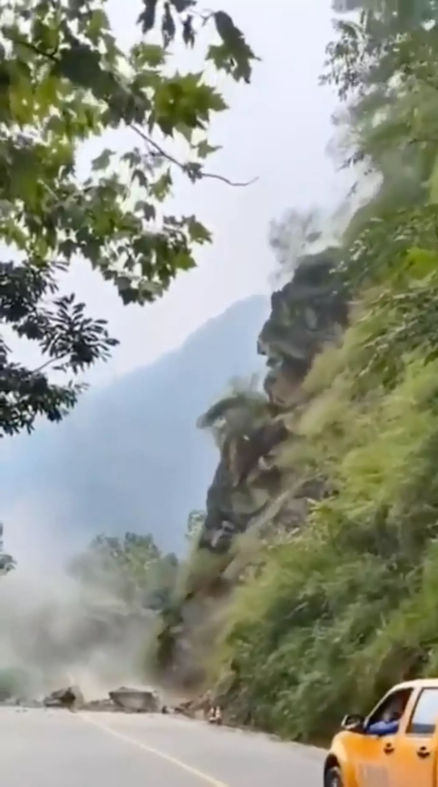 The earth just before it crashed over the road.