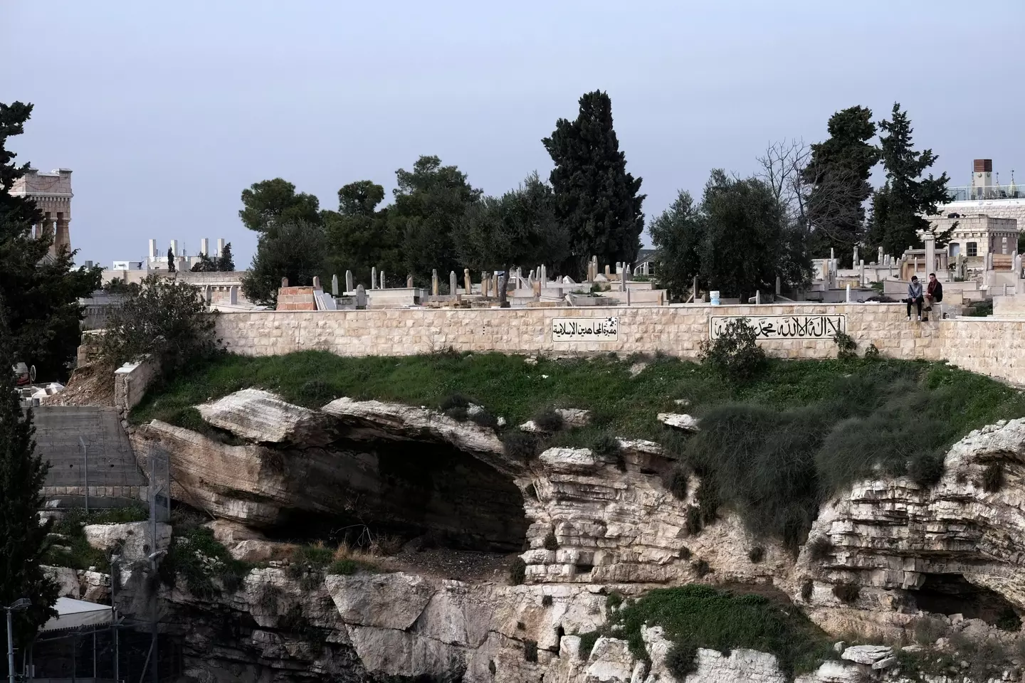 View of the Golgotha hill, a rocky escarpment resembling a skull, in Israel. Considered by some to be the site of the burial and resurrection of Jesus Christ.