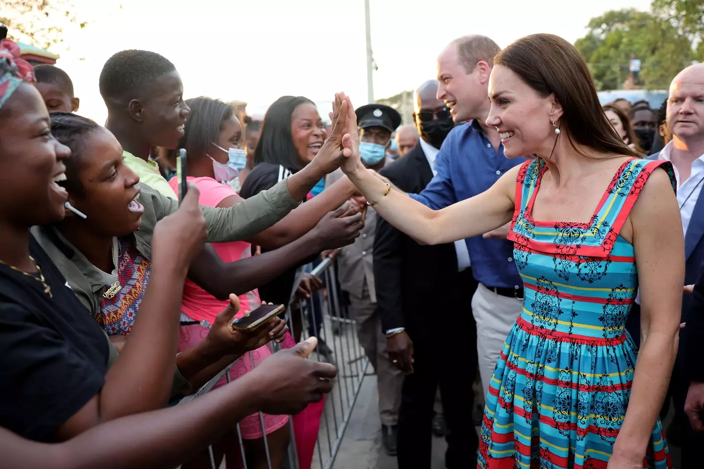 The Duke and Duchess of Cambridge greet locals in Trench Town while on their week-long tour in celebration of the Queen's Diamond Jubilee.