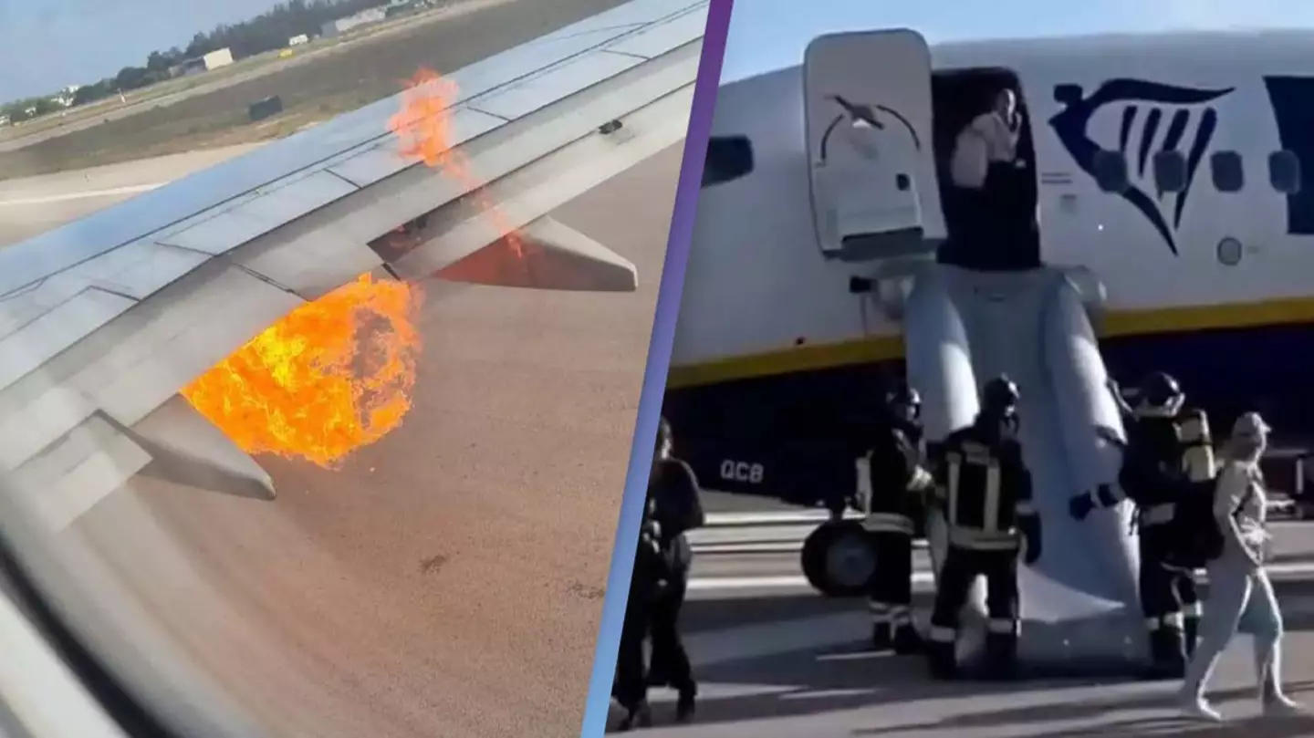 Boeing jet evacuated after people see flames shooting out of engine in shocking image