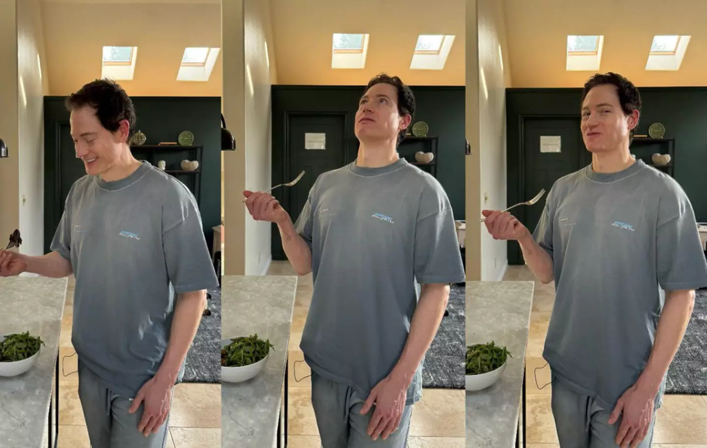 He really enjoying his food during his dose of magic mushrooms (Bryan Johnson/X)