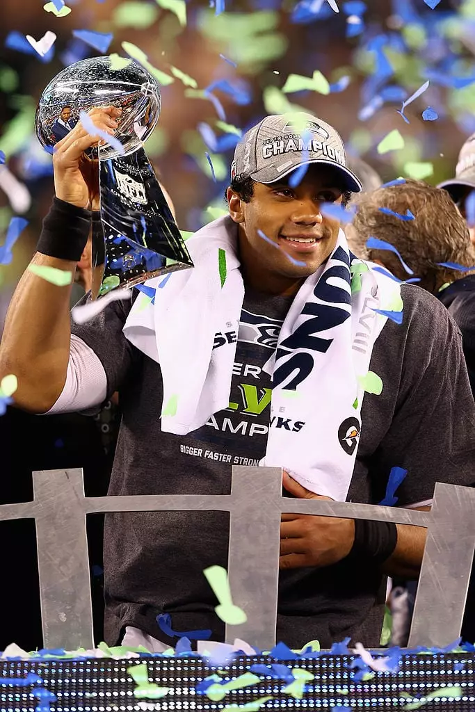 Wilson helped lead the Seahawks to victory at the Super Bowl XLVIII in 2014 (Elsa/Getty Images)