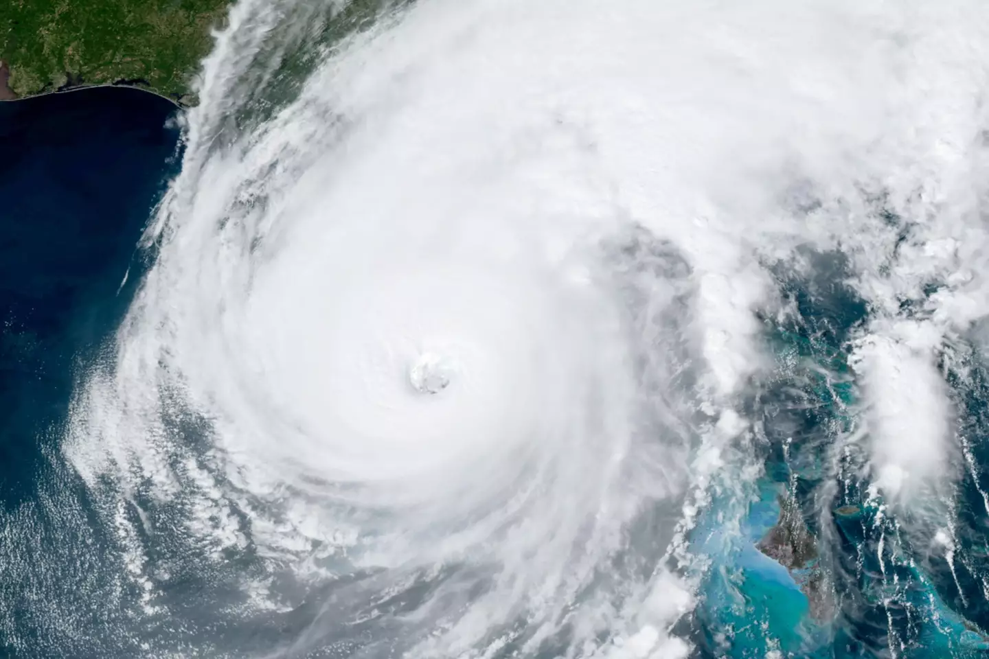 A satellite image of Hurricane Ian making landfall in Florida.