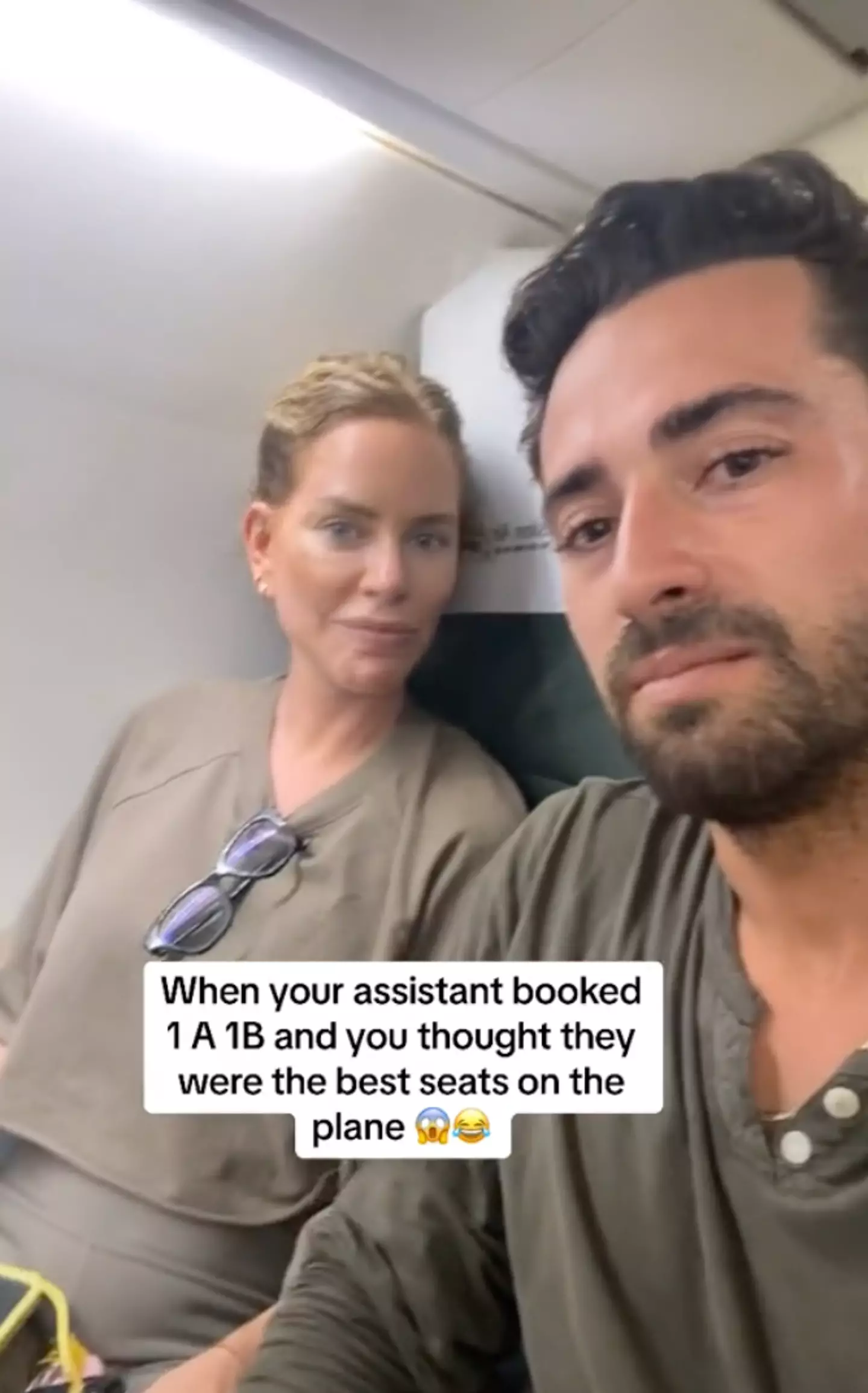 The celeb couple were left mortified by the supposed 'best seats' on the plane.
