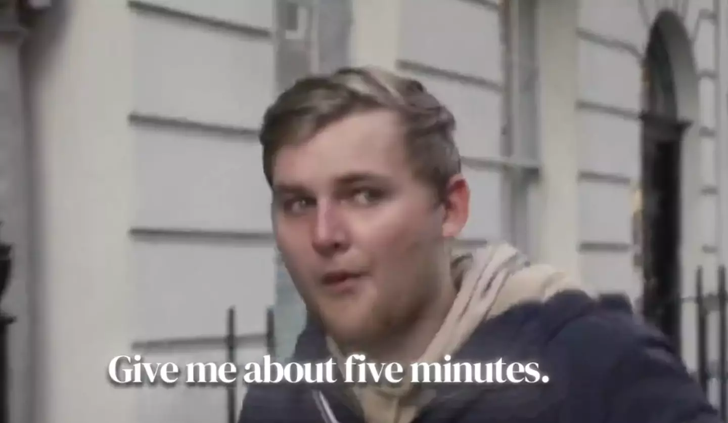 Josh was in tears after a stranger gave him £10 (Channel 5)