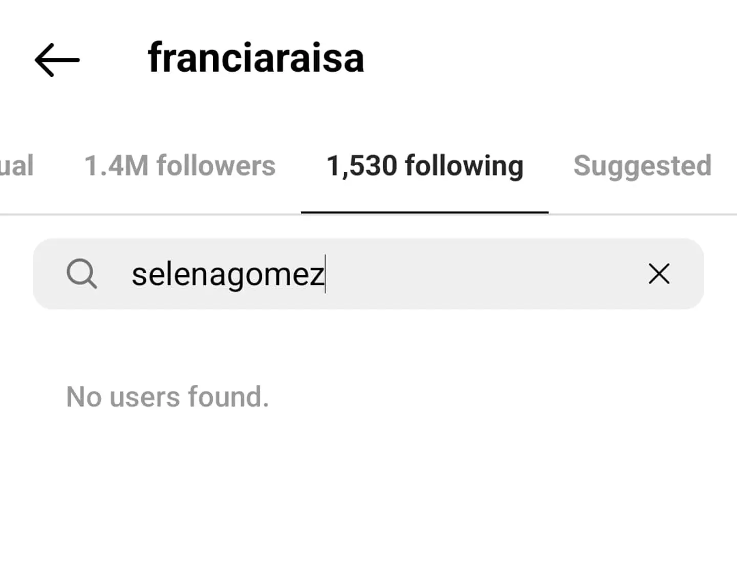 Raisa is no longer following Gomez on Instagram.
