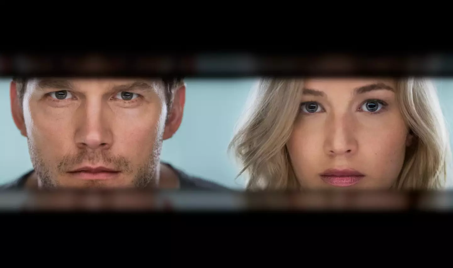 Jennifer Lawrence and Chris Pratt as the haters come running. (Sony Pictures Releasing)