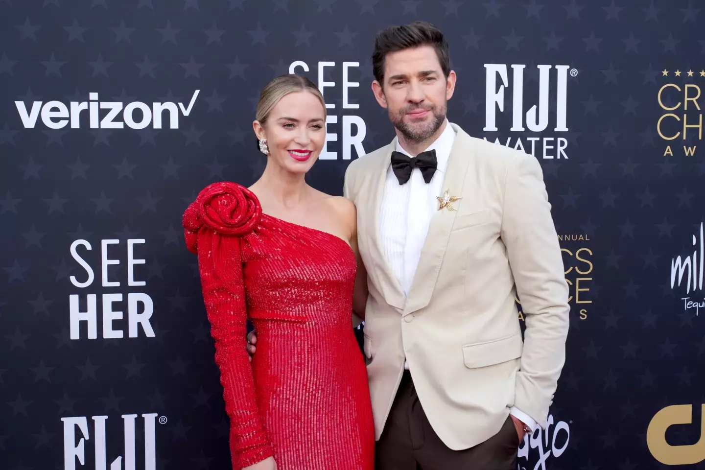 Emily Blunt and John Krasinski were snapped at the Golden Globes.