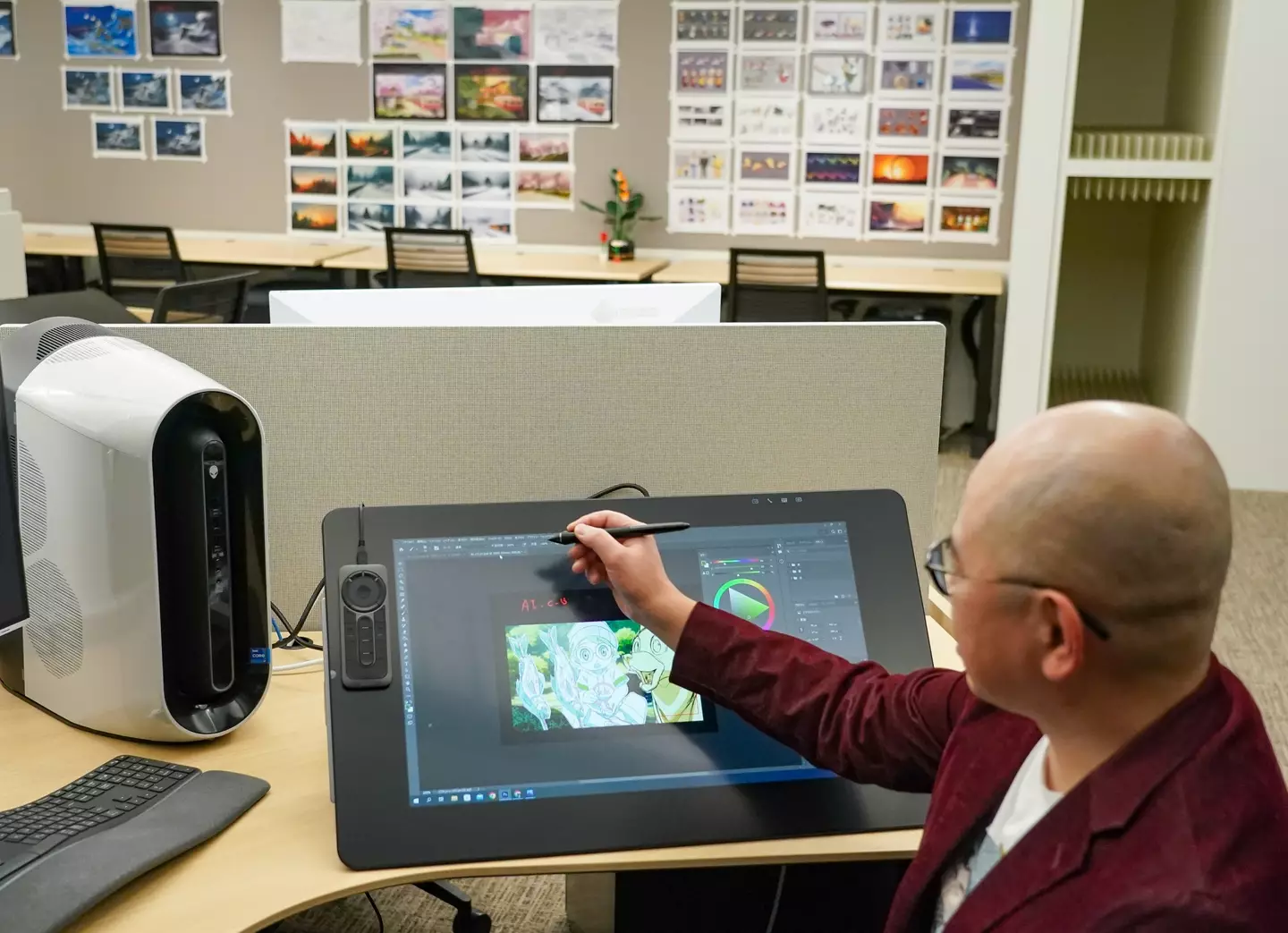 Production demonstration of background art.