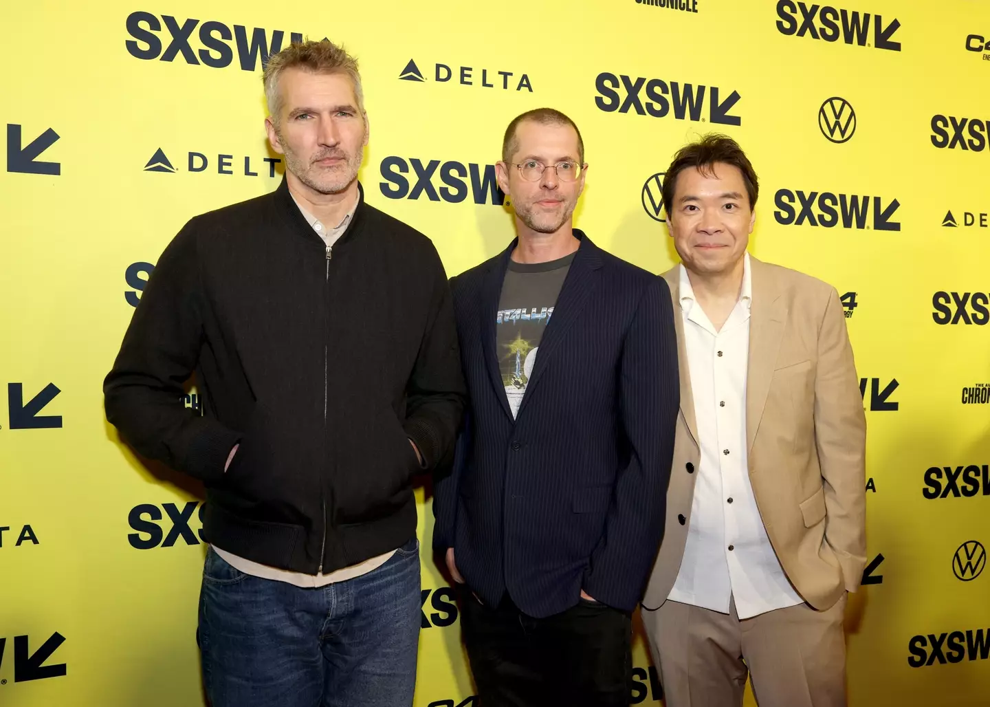 David Benioff, D. B. Weiss, and Alexander Woo at the 3 Body Problem world premiere.