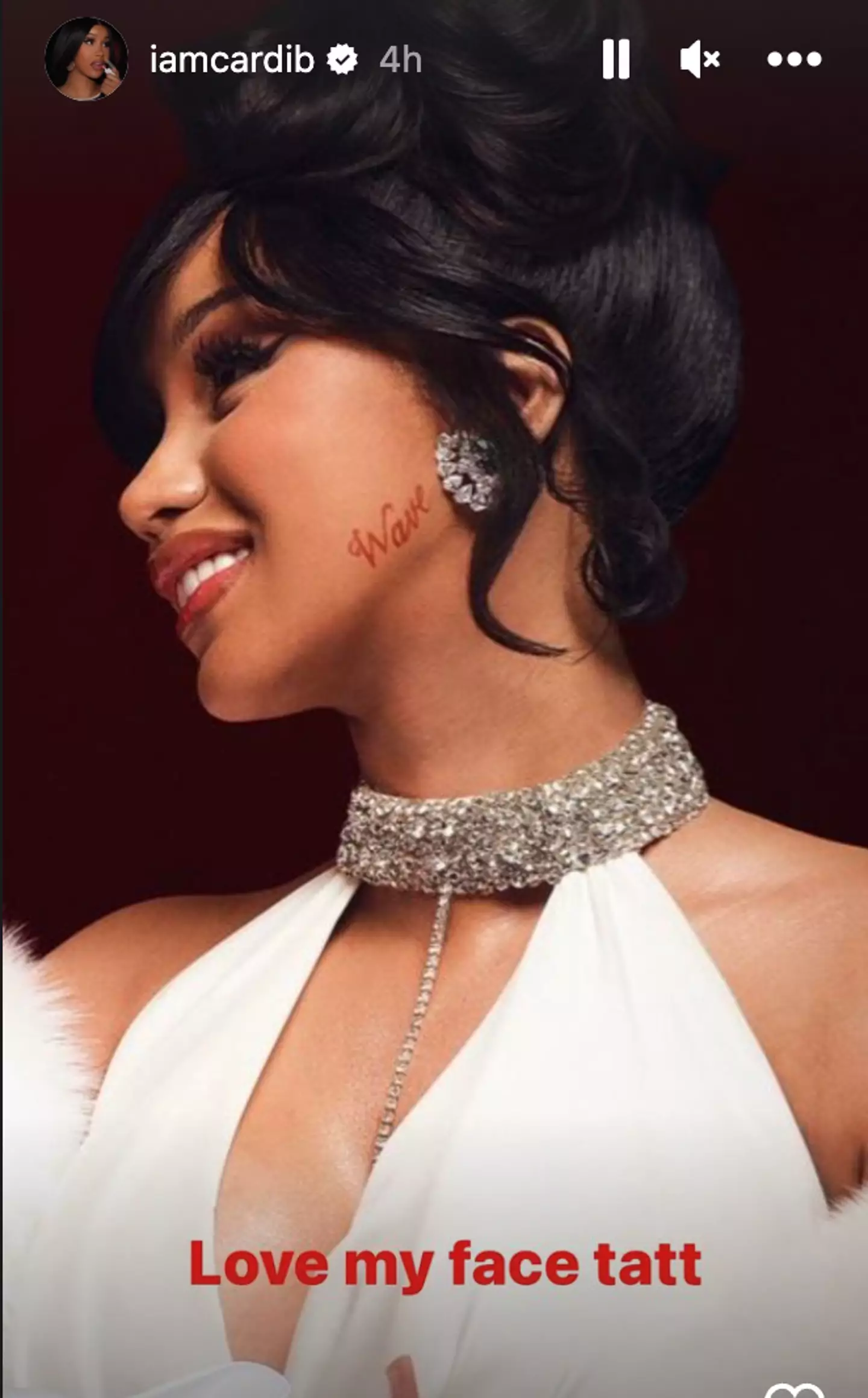 Cardi gave fans a close up after getting the ink last year.