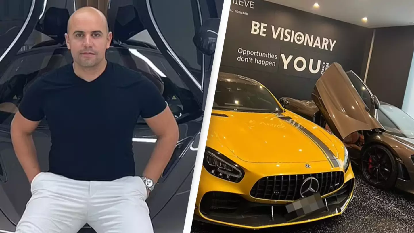 Millionaire boss parks his cars inside his office to motivate staff