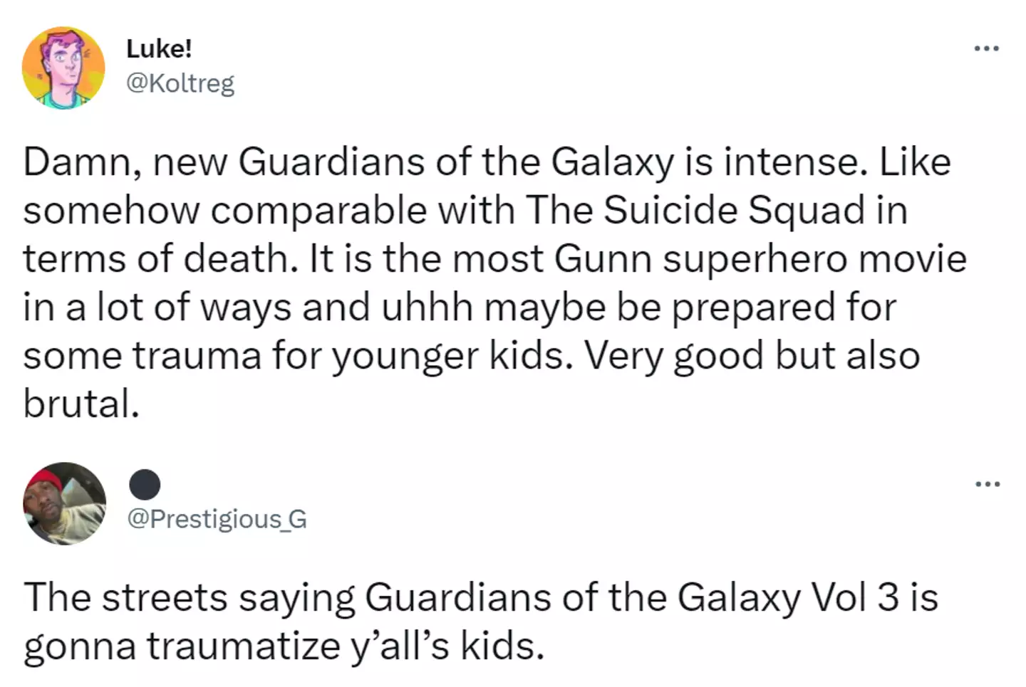 Some fans of Guardians of the Galaxy think it's going to be a pretty tough watch for younger children.