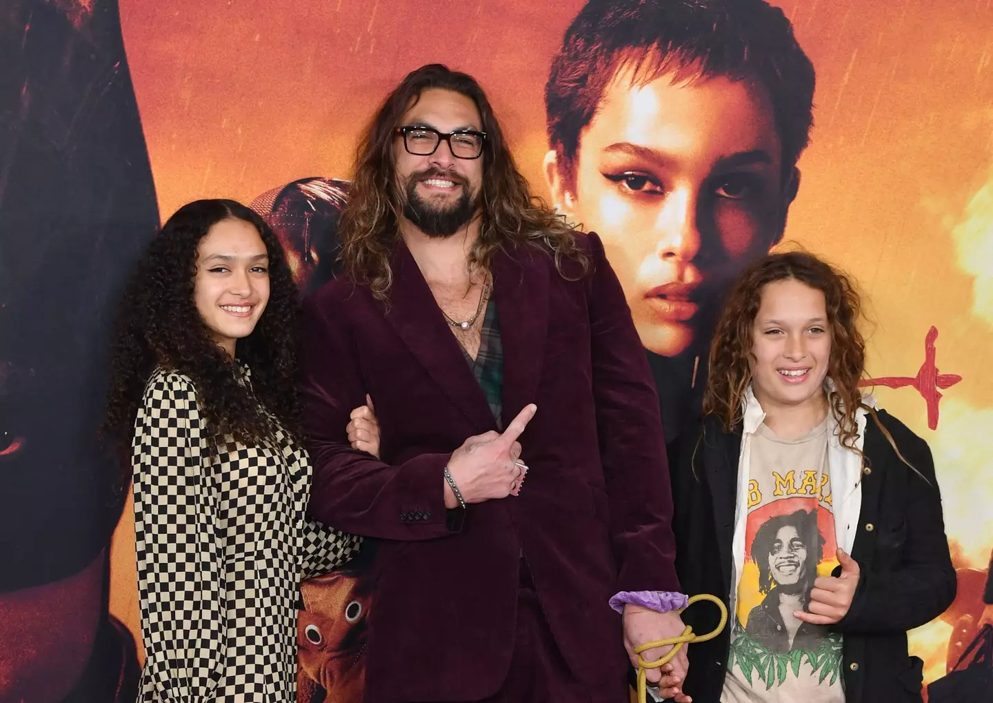 Momoa and his children, Lola and Nakoa-Wolf, in 2022 (ANGELA WEISS/AFP via Getty Images)